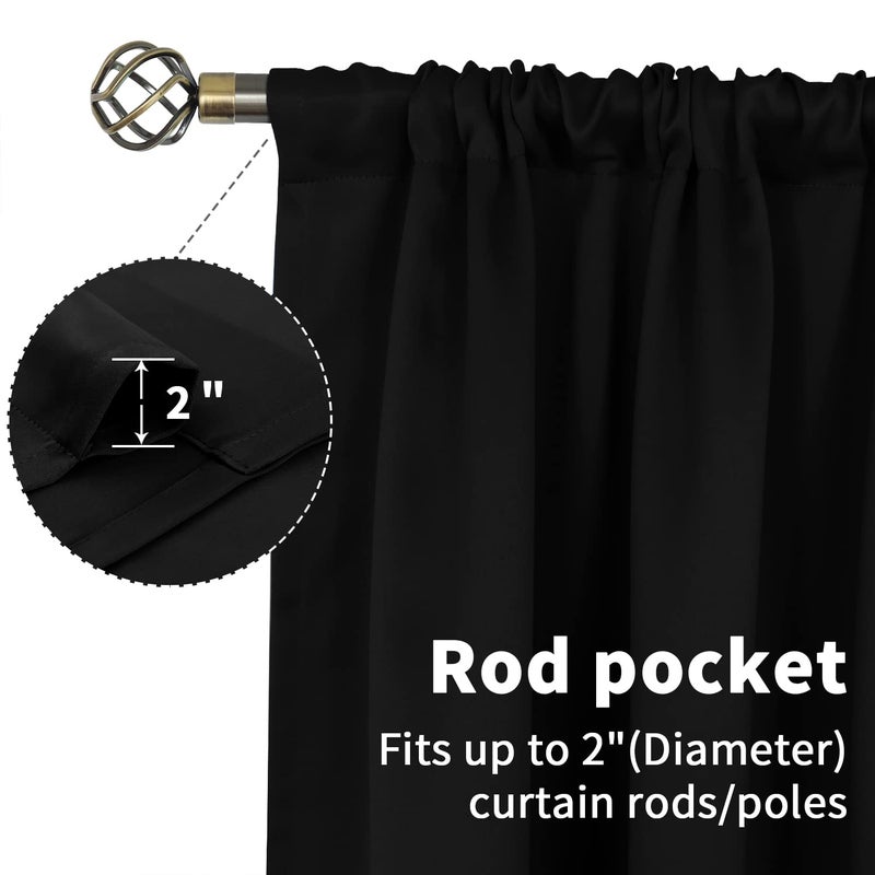 BGment Black Out Bedroom Curtains 63 Inch Length 2 Panels - Thermal Insulated Drapes with Rod Pocket Room Darkening Privacy for Living Room, 42 x 63 Inch - Image 4